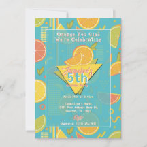 Retro Blå Sommar Citrus Frukt Födelsedag