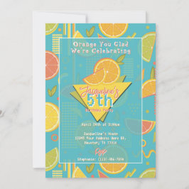 Retro Blå Sommar Citrus Frukt Födelsedag Inbjudningar