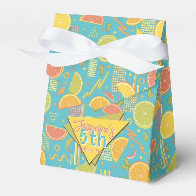 Retro Blå Sommar Citrus Frukt Födelsedag Presentaskar (Framsidan Sidan)
