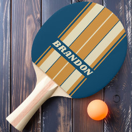 Retro Blå Våg Bräda Ränder med Namn Pingisracket