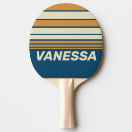 Retro Blå Våg Horisont Ränder med Namn Pingisracket