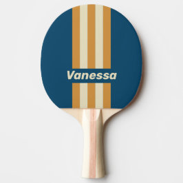 Retro Blå Våg Pin Ränder med Namn Pingisracket