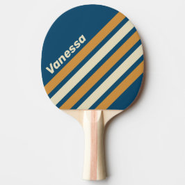 Retro Blå Våg Vinklad Rand med Namn Pingisracket