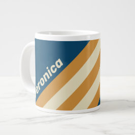 Retro Blå Vågränder med Namn Jumbo Mugg