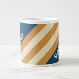 Retro Blå Vågränder med Namn Jumbo Mugg