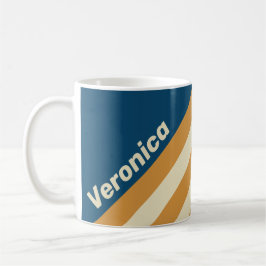 Retro Blå Vågränder med Namn Kaffemugg