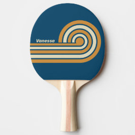 Retro blåa vågstrimmor med namn pingisracket