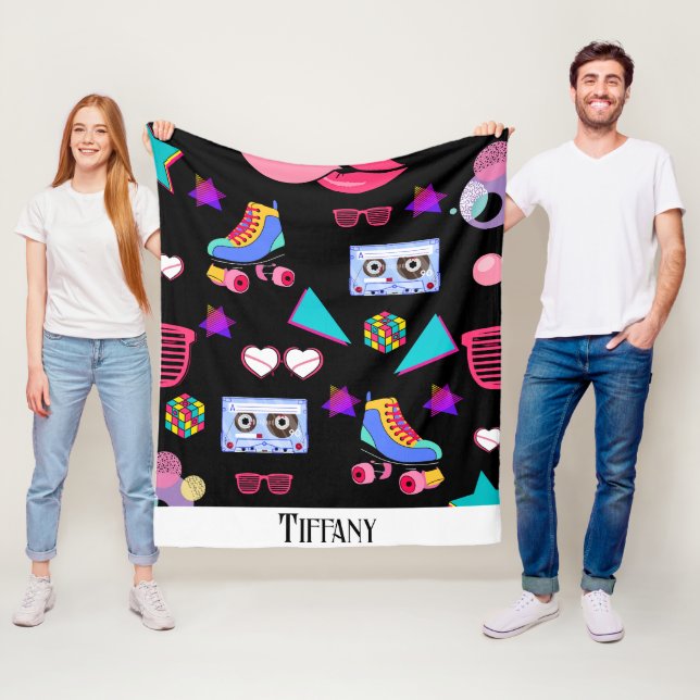 Retro black 80s Costume Vibrant culture pop Fleecefilt (På plats)