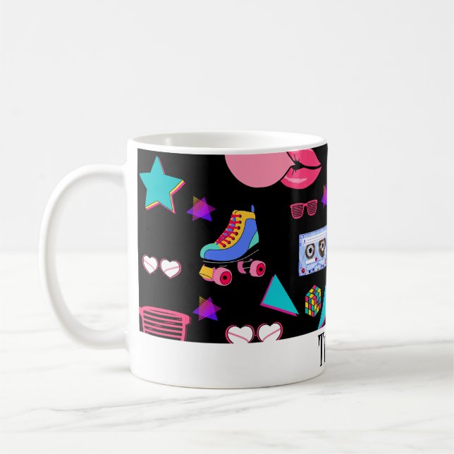 Retro black 80s Costume Vibrant culture pop Kaffemugg (Vänster)