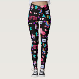Retro black 80s Costume Vibrant culture pop Leggings