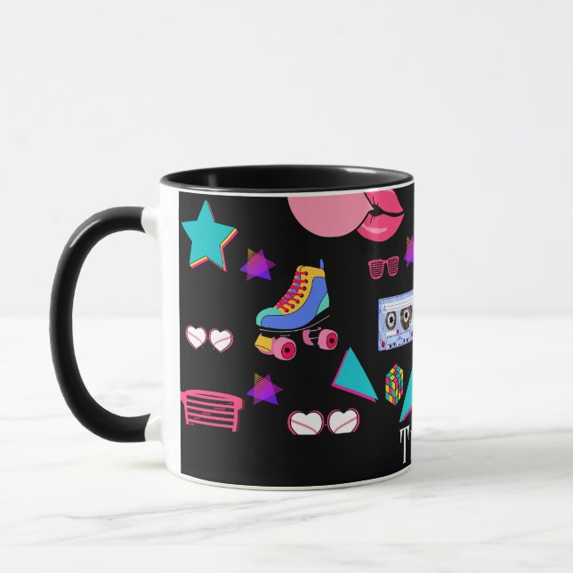 Retro black 80s Costume Vibrant culture pop Mugg (Vänster)