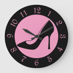 Retro Black and Rosa Shoe Stor Klocka