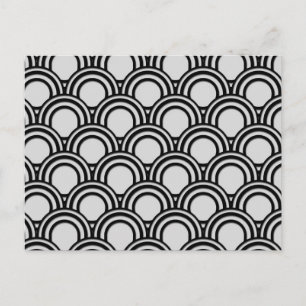 Retro Black and White Art Deco Abstrakt Mönster Vykort