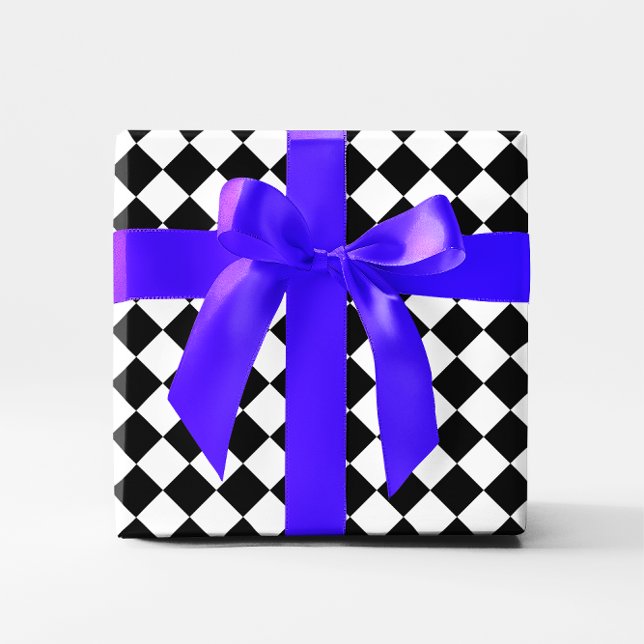 Retro Black and White Checkated Mönster Presentpapper (Retro Black and White Checkered Pattern Wrapping Paper)