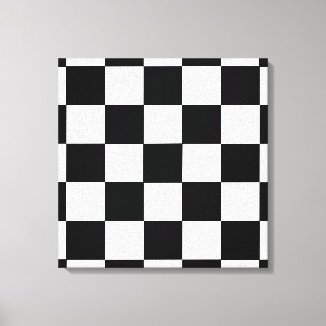 Retro Black and White Checkerboard Canvas Wall Art (Framsida)