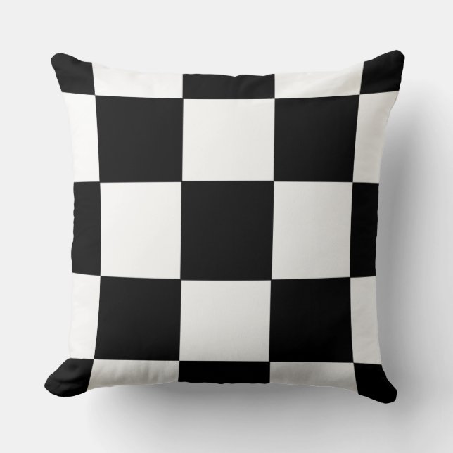 Retro Black and White Checkerboard Mönster Pillow Kudde (Framsida)