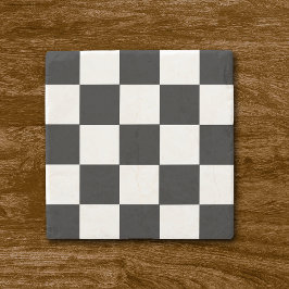 Retro Black and White Checkerboard Stone Underlägg Sten