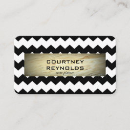 Retro Black and White Chevron Mönster Marble Visitkort
