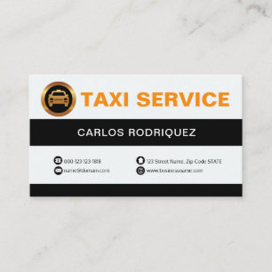 Retro Black and White Column Taxi Service Visitkort
