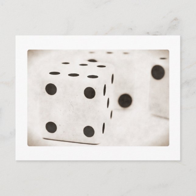Retro Black and White Dice-vykort Vykort (Framsida)