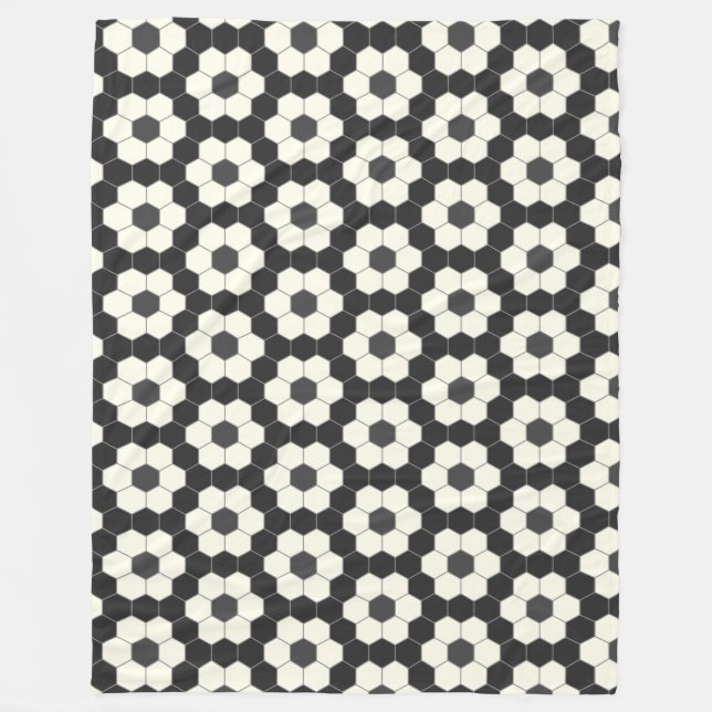 Retro Black and White Geometric Hexagon Tile  Fleecefilt (Framsidan)