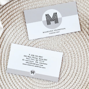 Retro Black and White Geometric Modern Monogram Visitkort