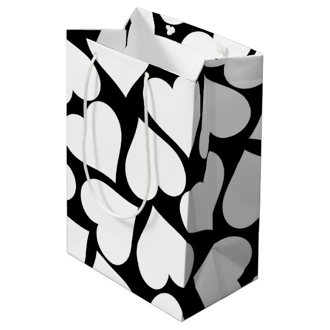 Retro Black and White Heart Mönster (Baksidan Vinklad)
