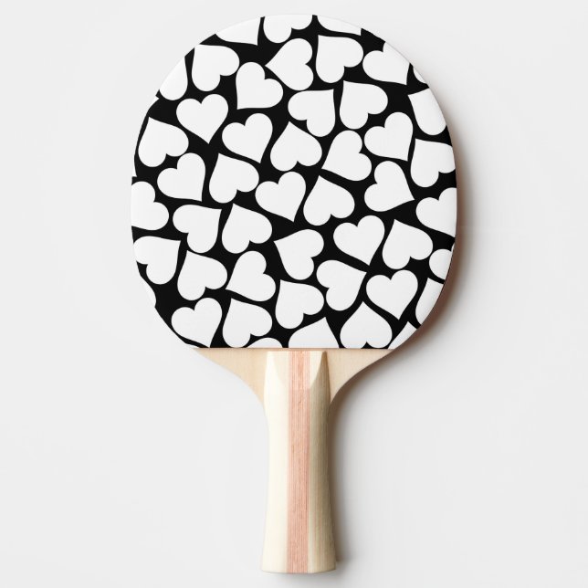 Retro Black and White Heart Mönster Pingisracket (Framsidan)