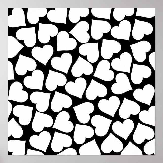 Retro Black and White Heart Mönster Poster (Framsidan)