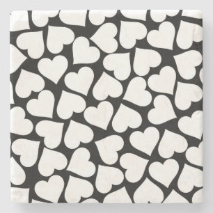 Retro Black and White Heart Mönster Stenunderlägg