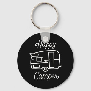 Retro Black and White Lycklig Camper Nyckelring
