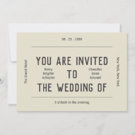 Retro Black and White Modern Photo Bröllop Inbjudningar