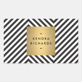 Retro Black and White Mönster Namn Sticker Rektangulärt Klistermärke