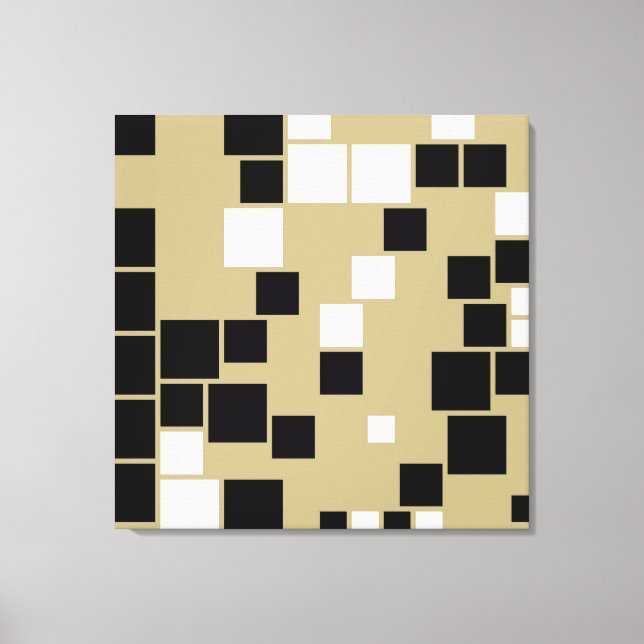 Retro Black and White Mönster Seamless Art Canvastryck (Framsida)