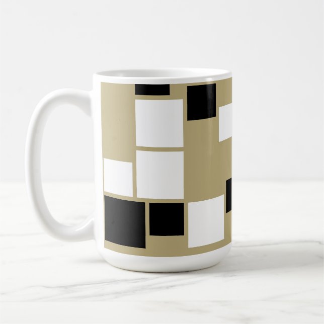 Retro Black and White Mönster Seamless Art - Mugg (Vänster)