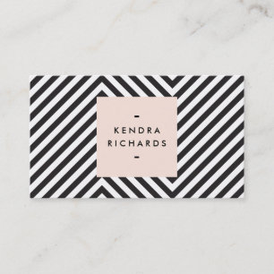 Retro Black and White Mönster Simple Namn Logotyp Visitkort