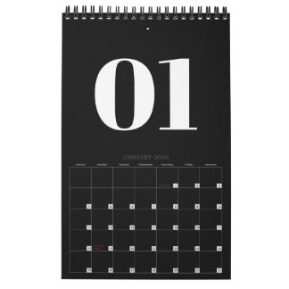 Retro Black and White No Photo 2026 Kalender