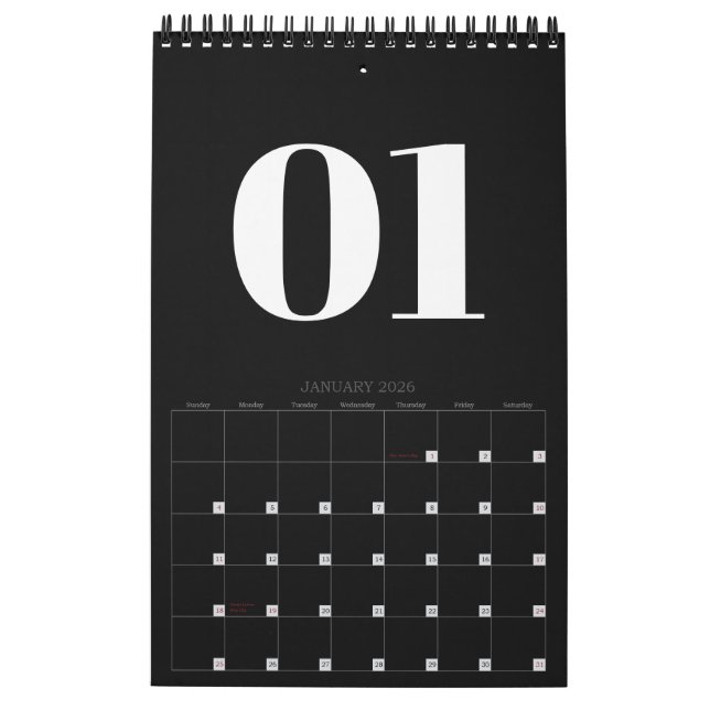 Retro Black and White No Photo 2026 Kalender (Jan 2026)