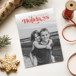 Retro Black and White Photo Children Christmas Julkort