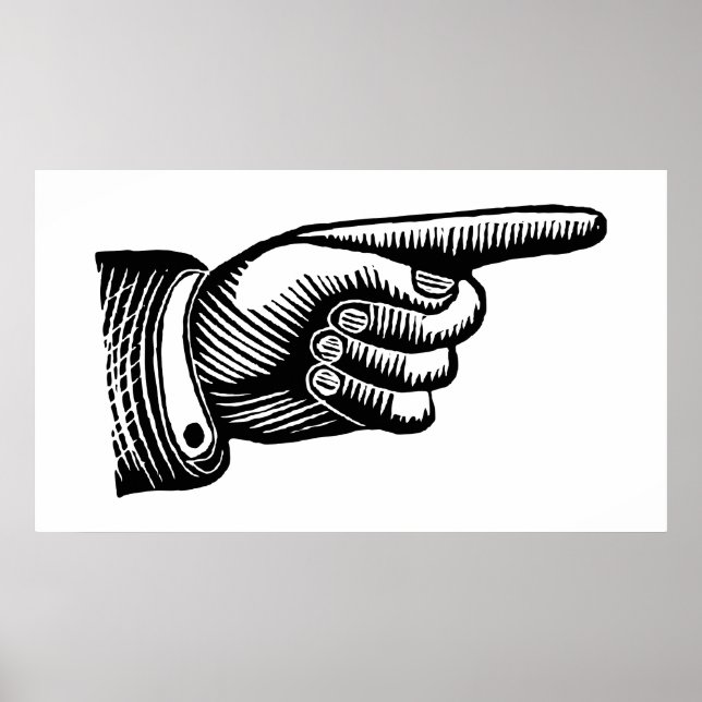 Retro Black and White Point Finger Poster (Framsidan)