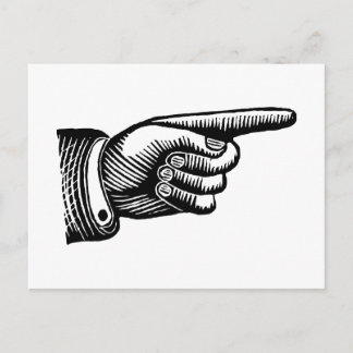 Retro Black and White Point Finger Vykort