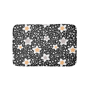 Retro Black and white polka dots med stjärnor Badrumsmatta