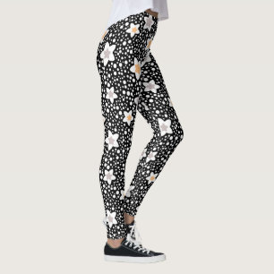 Retro Black and white polka dots med stjärnor Leggings