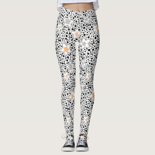Retro Black and white polka dots med stjärnor Leggings