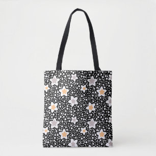Retro Black and white polka dots med stjärnor Tygkasse