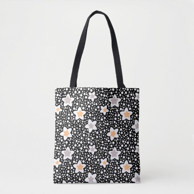 Retro Black and white polka dots med stjärnor Tygkasse (Framsida)