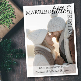 Retro Black Calligraphy Married Little Christmas Julkort