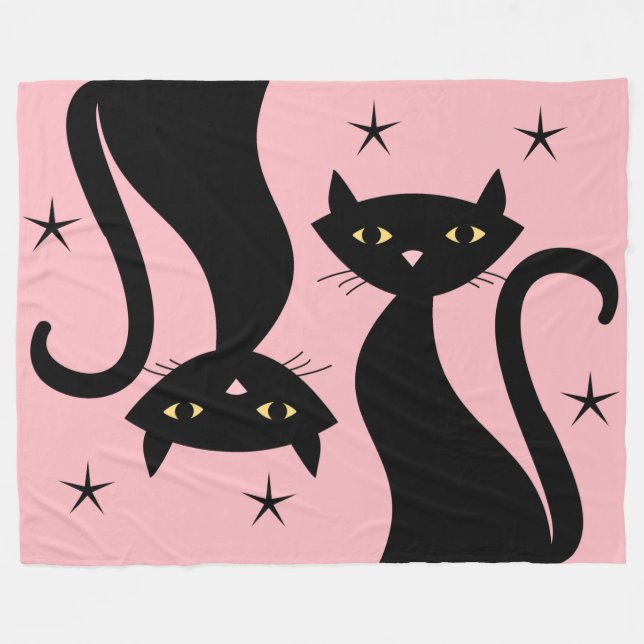 Retro Black Cat Fleecefilt (Framsidan (Horisontell))
