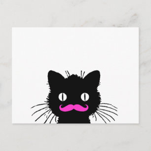 RETRO BLACK CAT FUNNY ROSA MUSTACHE VYKORT