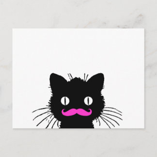 RETRO BLACK CAT FUNNY ROSA MUSTACHE VYKORT